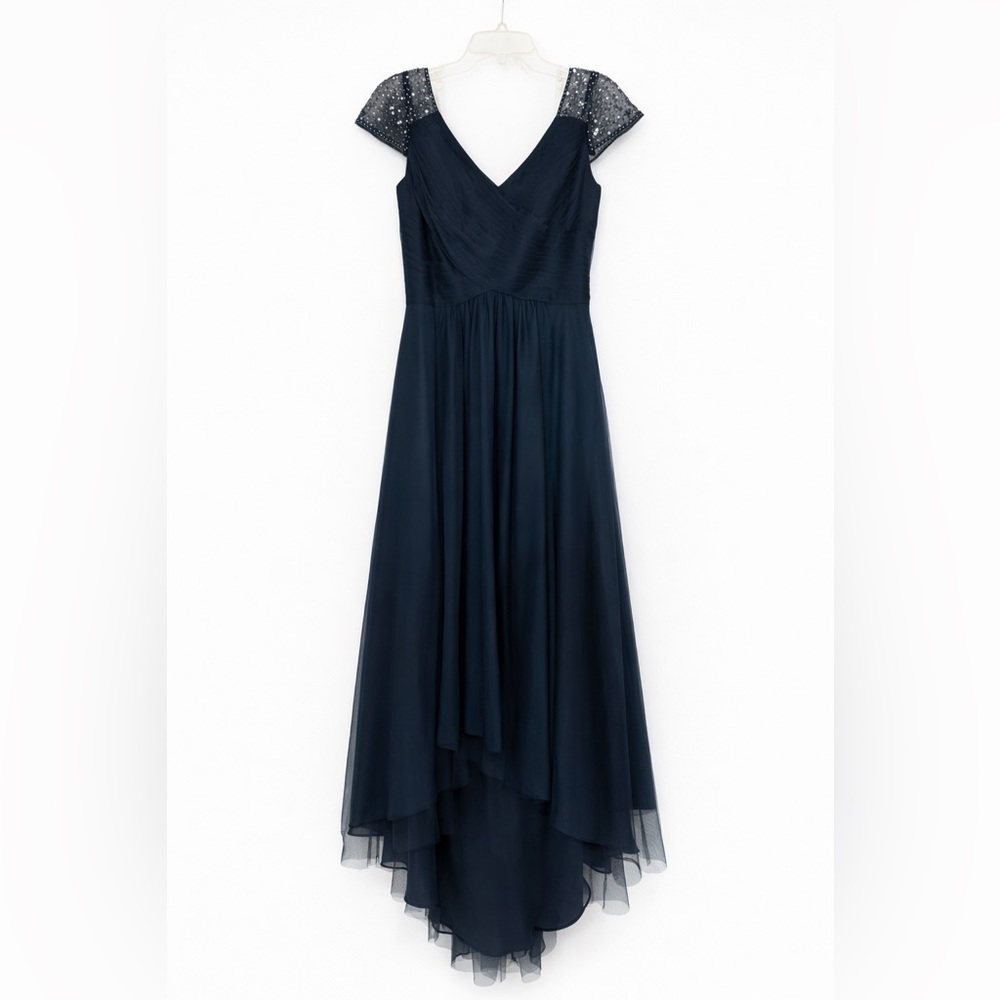 JJs House - NWT Navy Formal Dress Size 6 Beaded Sleeve